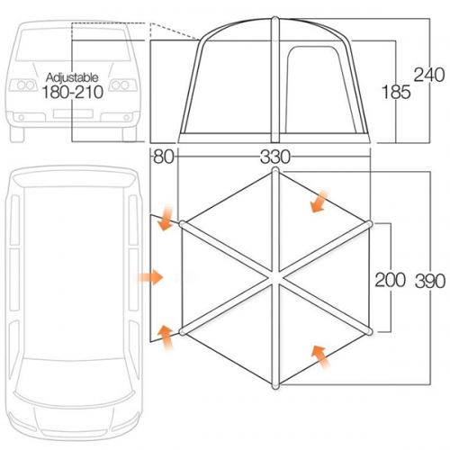 군토,[반고] 에어허브 헥스어웨이 2 로우 캠퍼밴, 차박 하우스 어닝 텐트