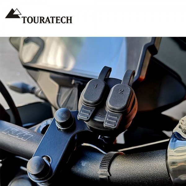 [투라텍] 핸들바 거치용 듀얼 USB 소켓 - 모든 바이크 장착 가능, BMW DIN 소켓에 장착 가능