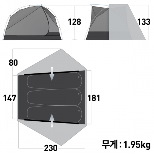 군토,[씨투써밋] 텔러스 TR3 그레이 텐트 (매쉬이너/3계절용)