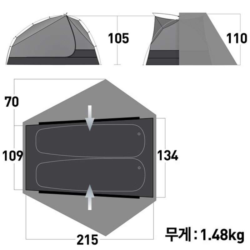 군토,[씨투써밋] 텔러스 TR2 그린 텐트 (매쉬이너/3계절용)