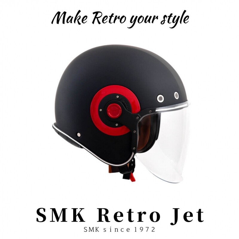 군토,[SMK RETRO] SMK 레트로 제트 헬멧 - 무광 블랙 레드
