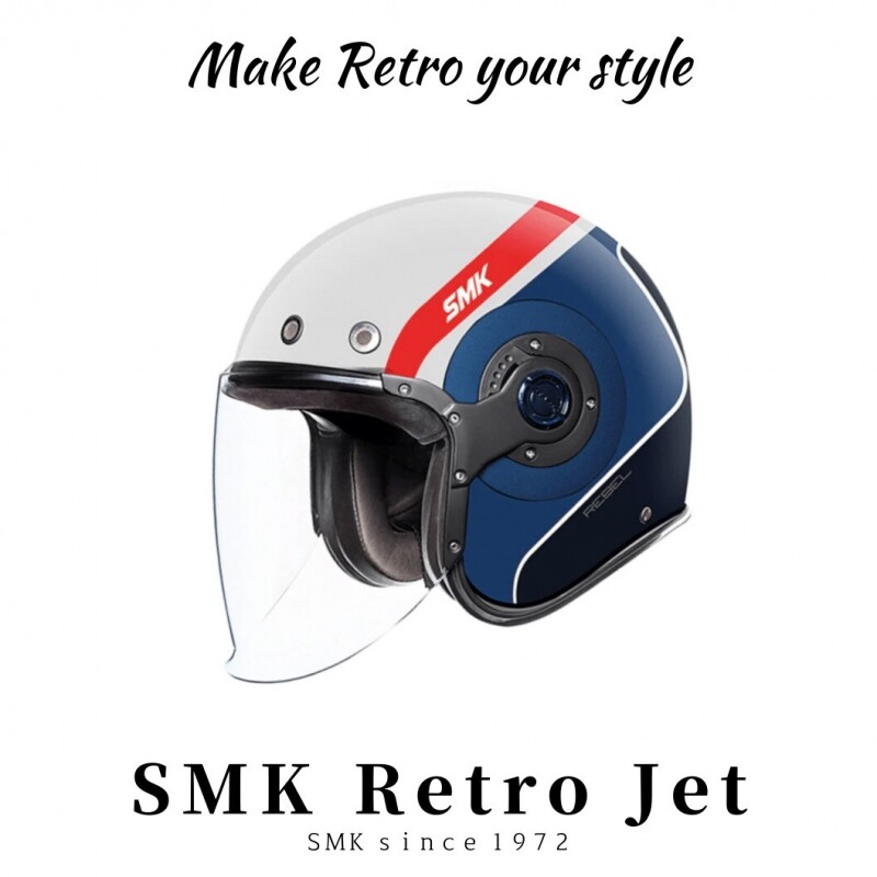 군토,[SMK RETRO] SMK 레트로 제트 헬멧 - 레블 화이트 블루 레드