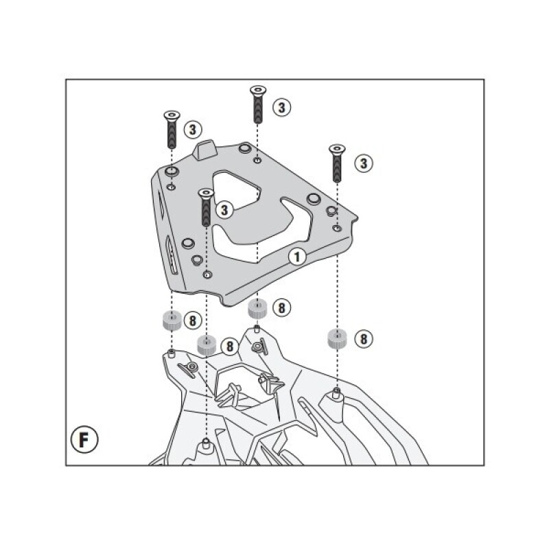 군토,[기비] GIVI BMW F900R (20-24) / F900XR (20-24) 전용 탑박스 브라켓 - SRA5137 (모노키 알미늄플레이트 포함, BMW 순정랙위에 결합)