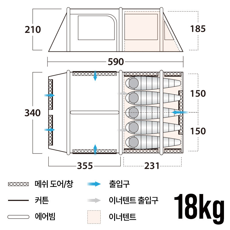 군토,[반고] 에어하이브 500 에어 텐트 5인용 패밀리 에어 텐트